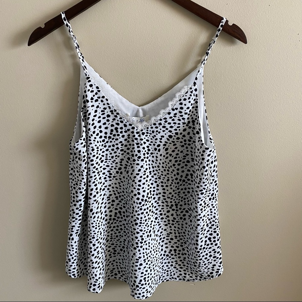 NWT She & Sky Dalmatian Print V Neck Camisole Size Small